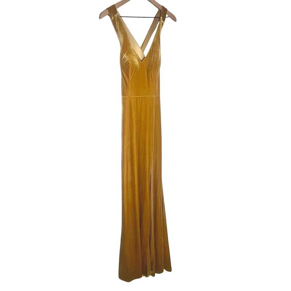 Revelry Asher Velvet Bridesmaid Dress Mustard Sz … - image 3