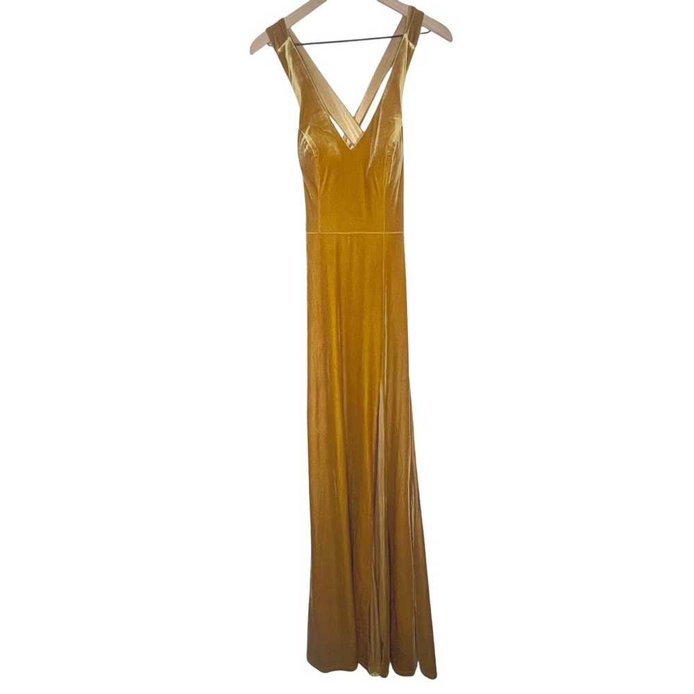 Revelry Asher Velvet Bridesmaid Dress Mustard Sz … - image 4