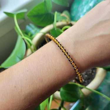 Vintage Brown Beaded Bangle Bracelet