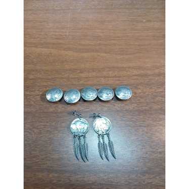 Vintage Indian Head Buffalo Nickel Post Earrings … - image 1