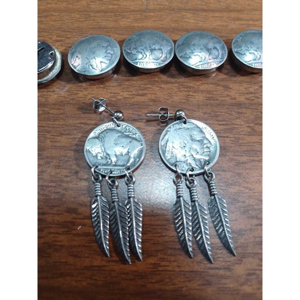 Vintage Indian Head Buffalo Nickel Post Earrings … - image 3