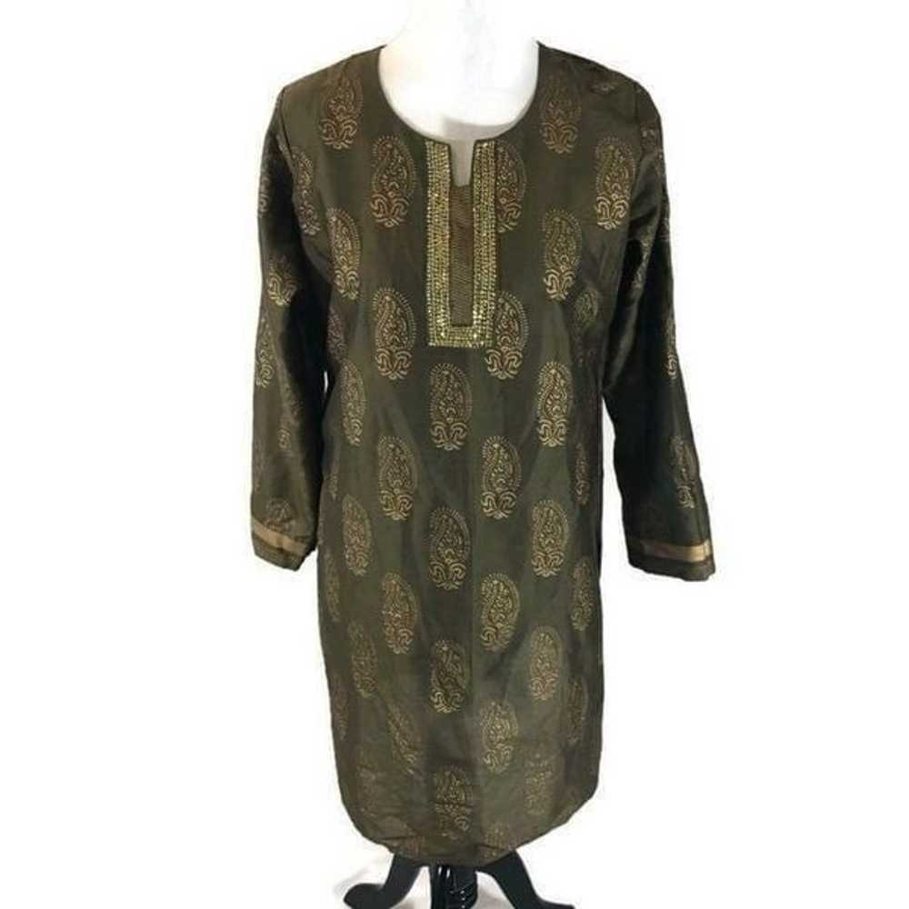 Neerus Indian Kurta Green with Gold accents XL - image 1