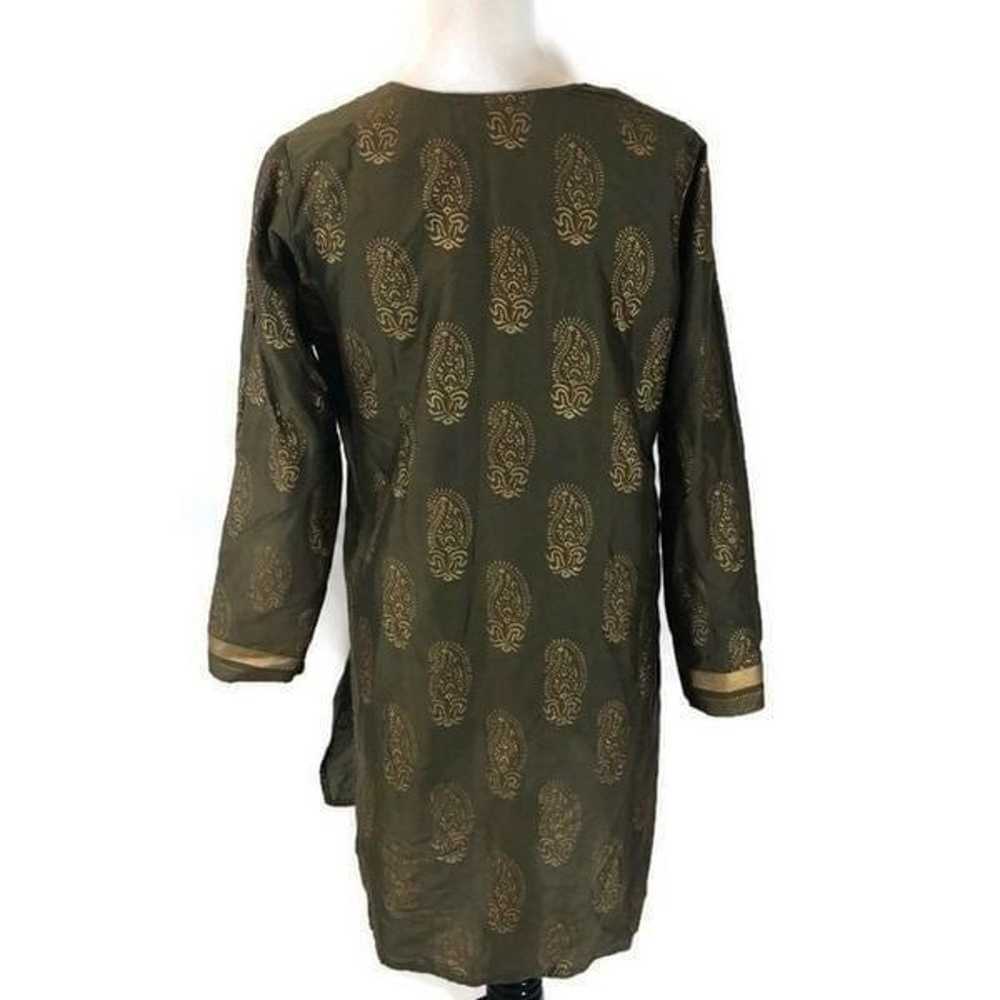 Neerus Indian Kurta Green with Gold accents XL - image 6