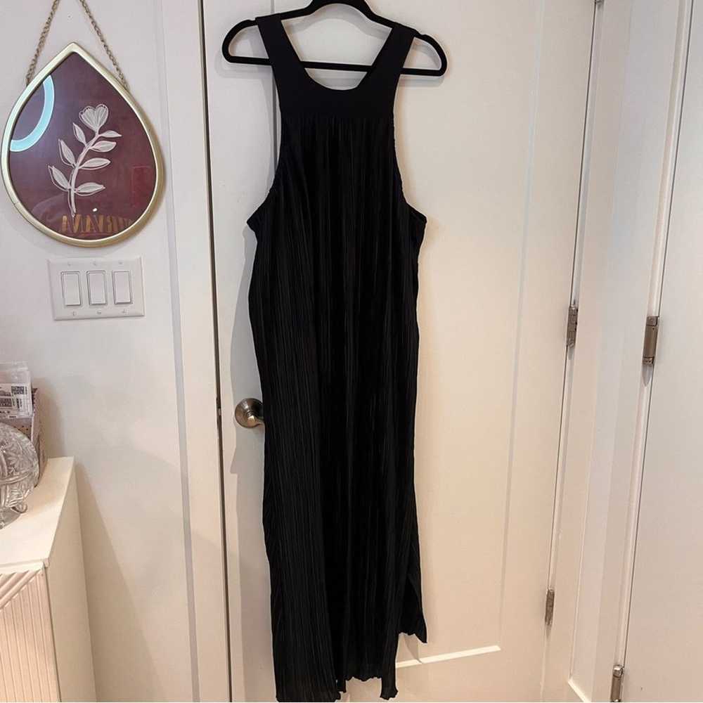 NEW by Anthropologie Black Plisse Halter Maxi Dre… - image 2