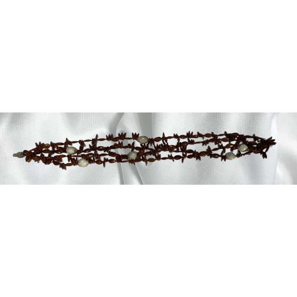 Vintage Hawaiian Koa Seed Bead Bracelet - image 2