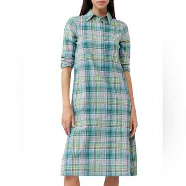 Ganni Seersucker Check Shirt Dress Long Sleeve Org