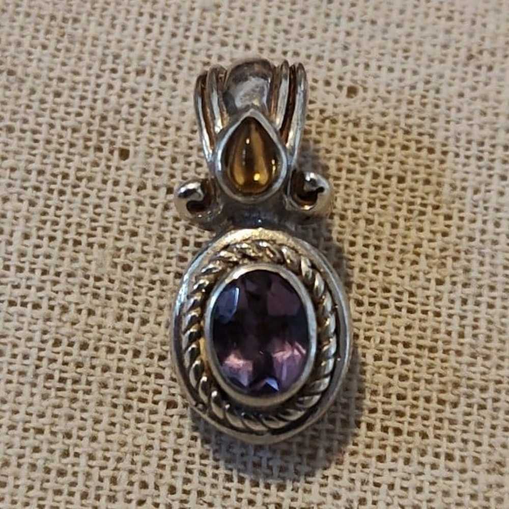 925 Sterling Silver - Vintage Amethyst & Citrine … - image 1