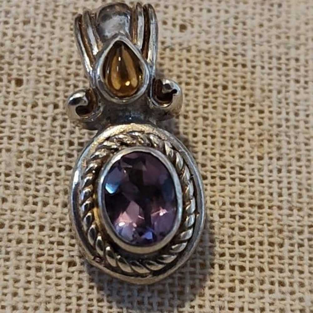 925 Sterling Silver - Vintage Amethyst & Citrine … - image 2