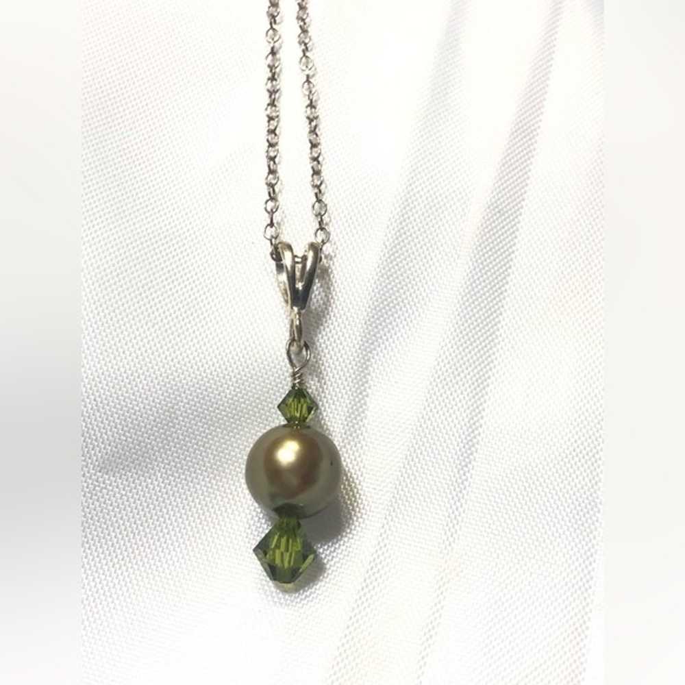 Vintage, green pearl necklace - image 3