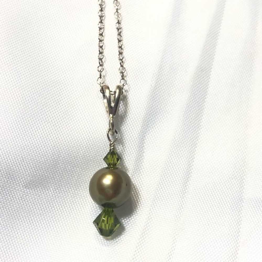 Vintage, green pearl necklace - image 4