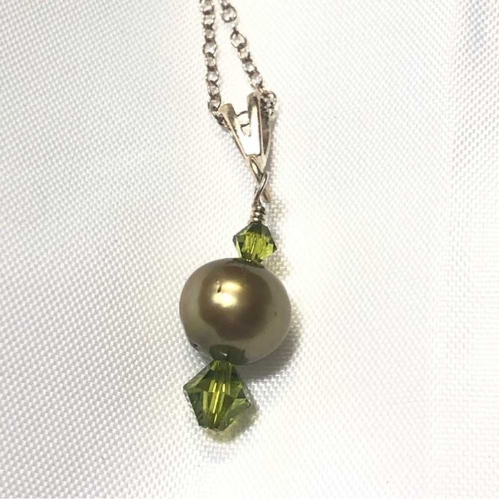 Vintage, green pearl necklace - image 5