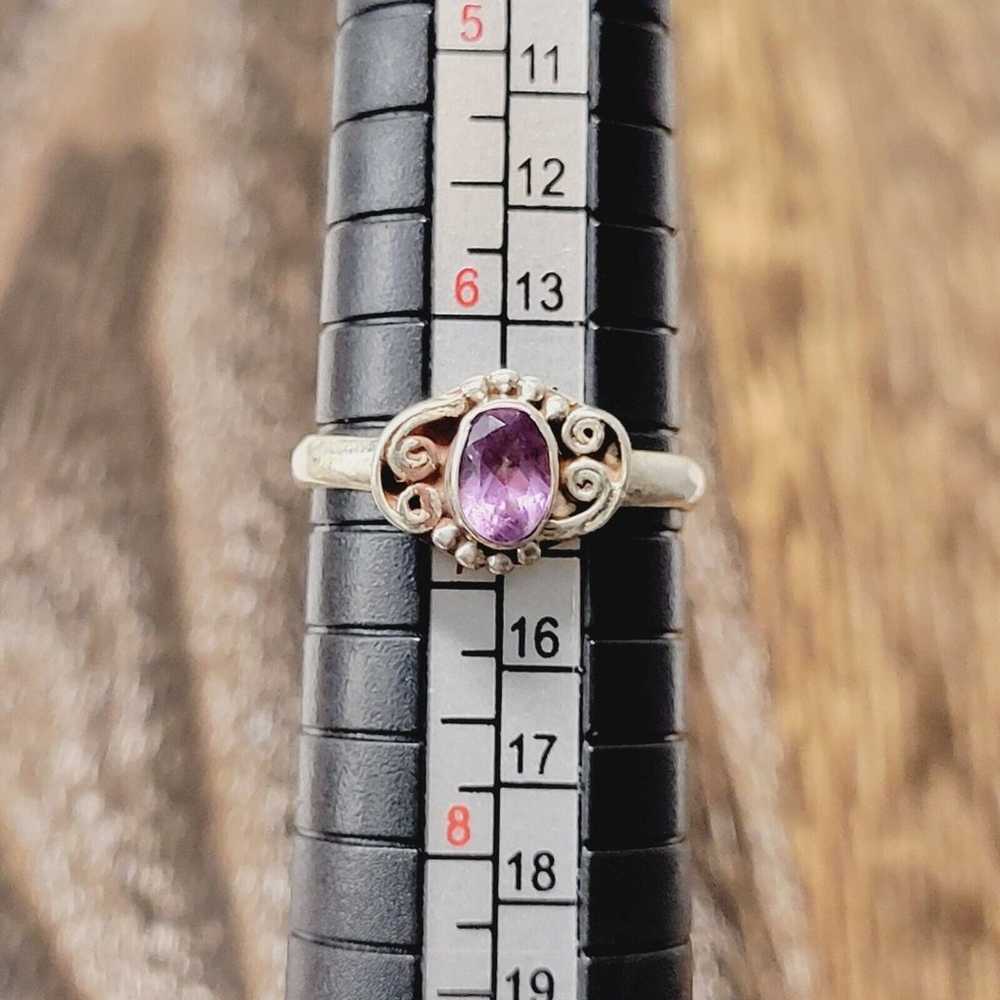 Vintage Round Shape One Stone Purple Amethyst rin… - image 7