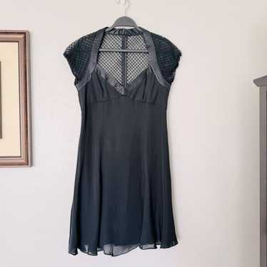 BADGLEY MISCHKA Black 100% Silk Mesh Sleeves Cock… - image 1