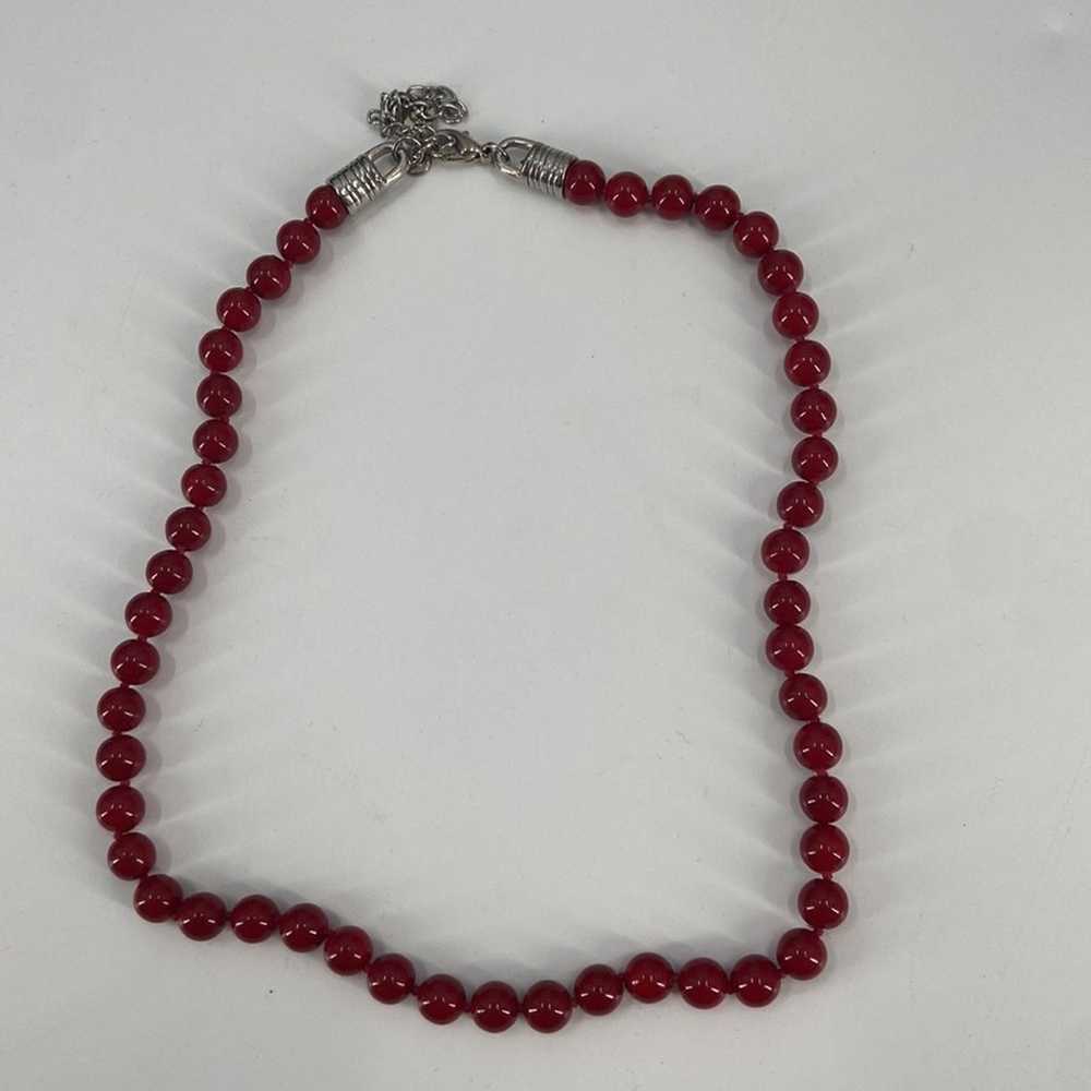 Vintage kissaka red stone necklace and stud earri… - image 6