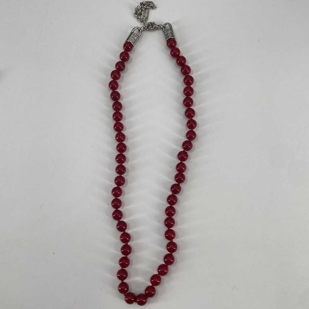 Vintage kissaka red stone necklace and stud earri… - image 7