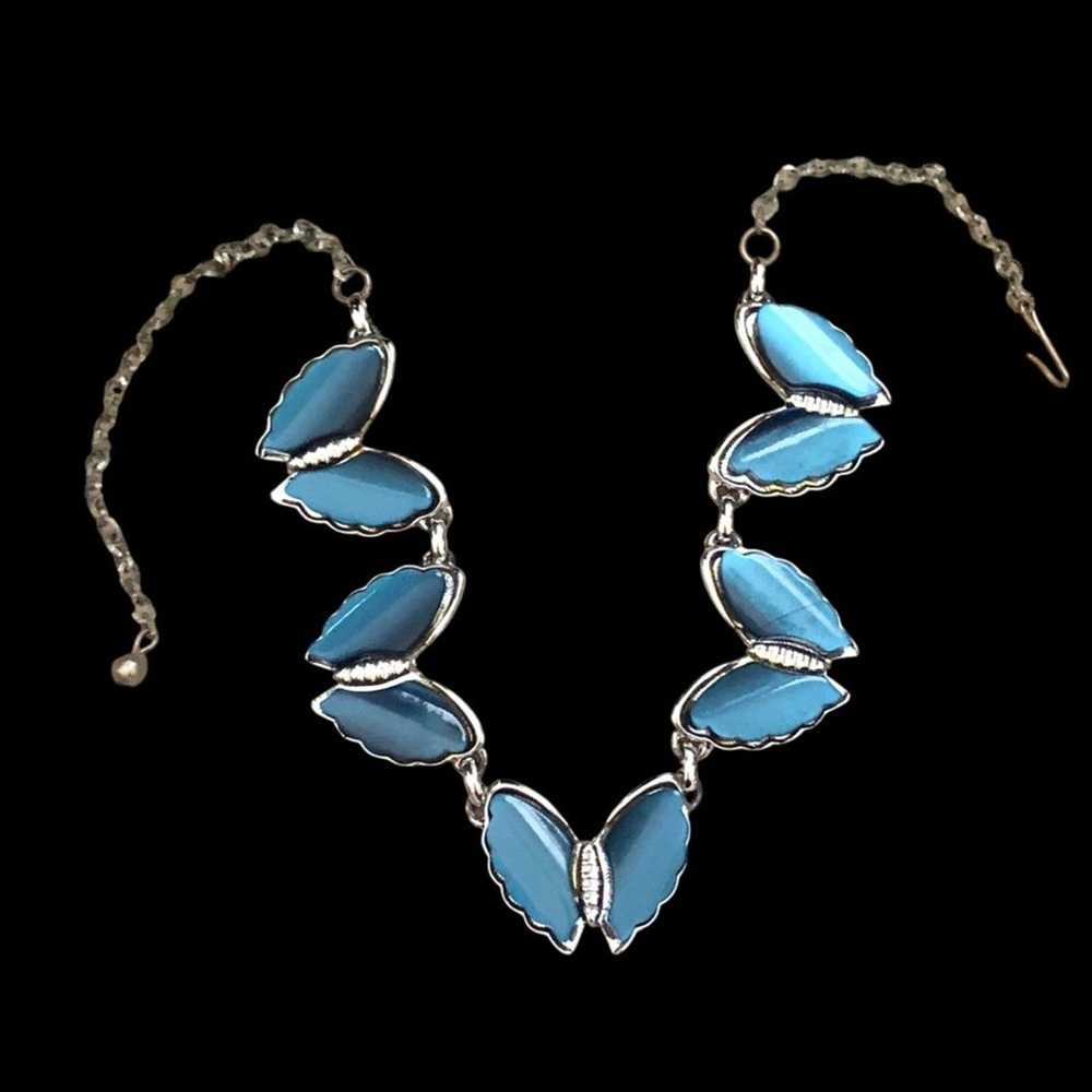 Vintage Blue Thermoset Butterfly Parure - image 2