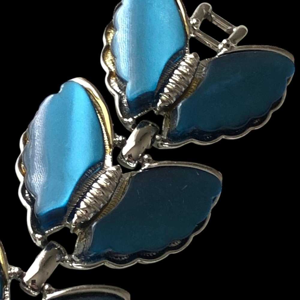 Vintage Blue Thermoset Butterfly Parure - image 8