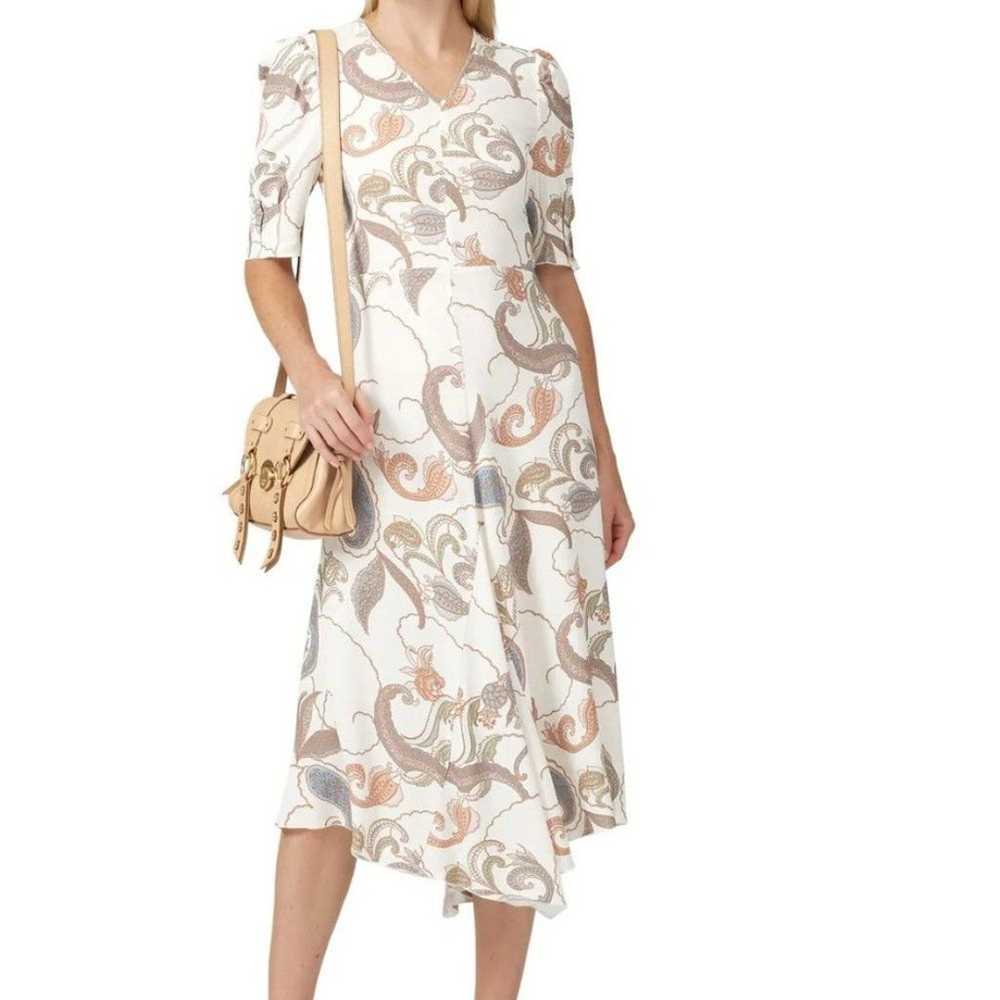 Women See By Chloe White Paisley Midi V Neck Dres… - image 1