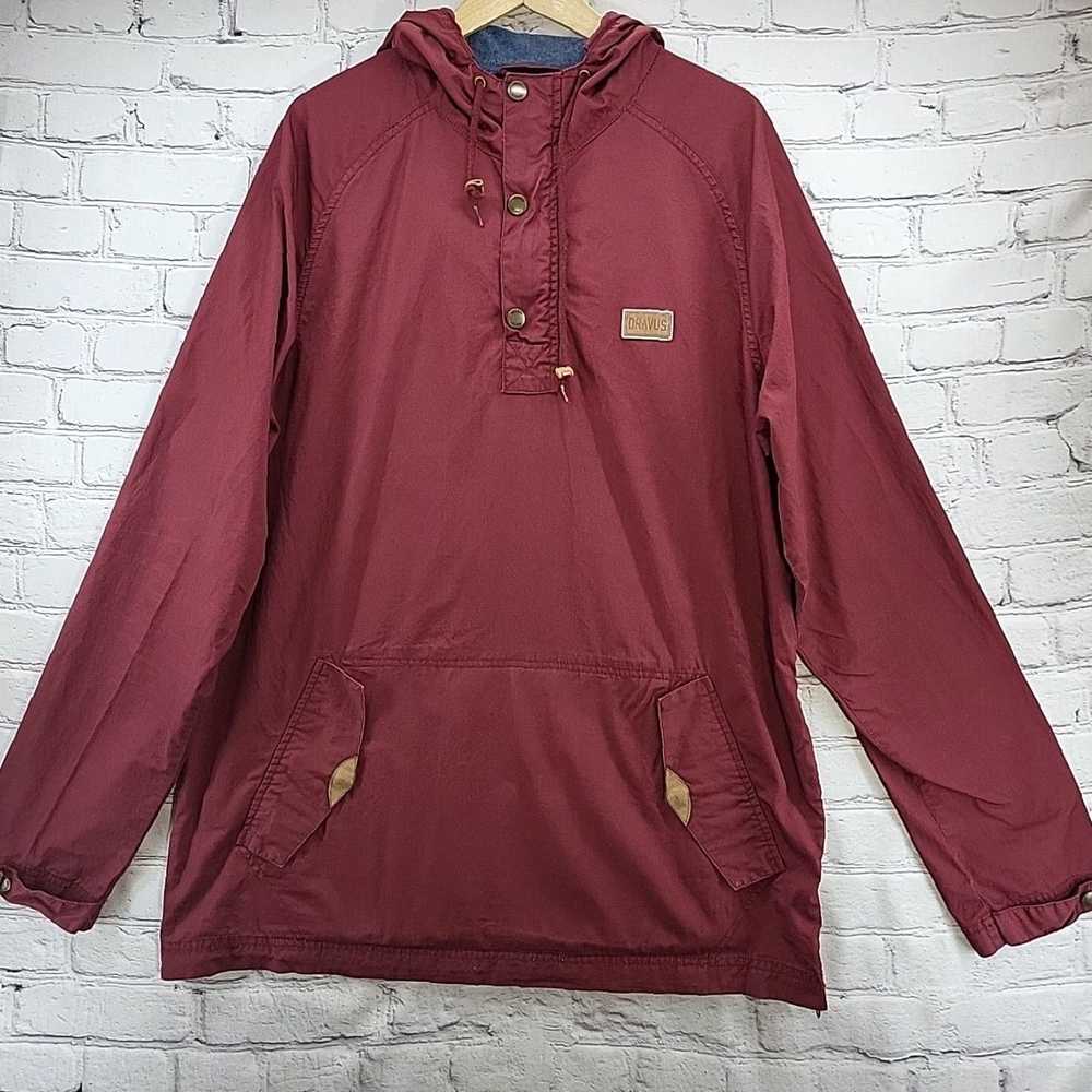 Vintage Authentic Maroon Canvas Hooded Pull Over … - image 1