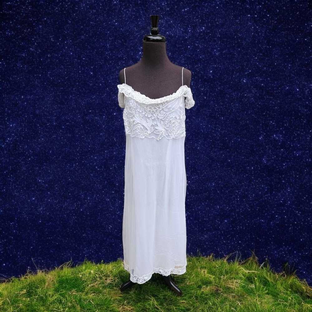 April Cornell White Lace Midi Nightgown Dress Fai… - image 1