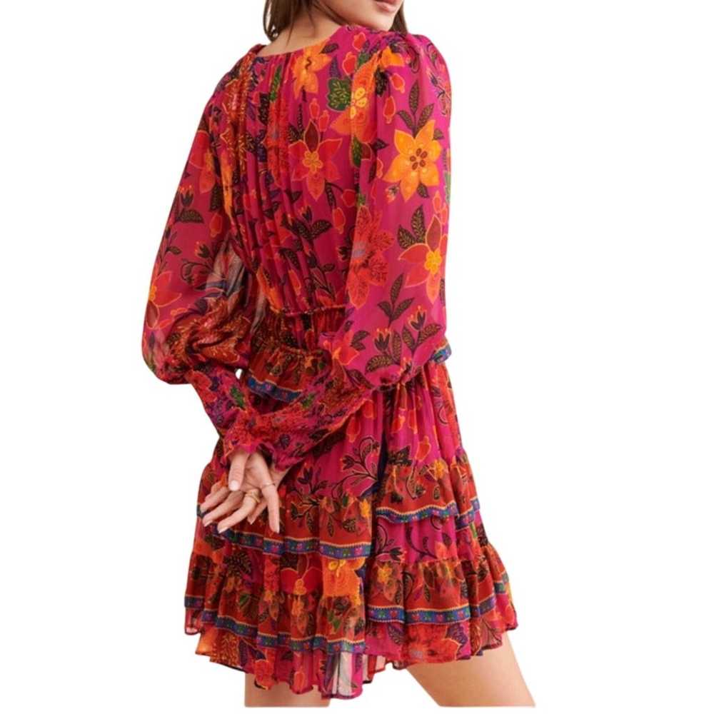 Farm Rio Tropical Tapestry Pink Mini Dress Ruffle… - image 2