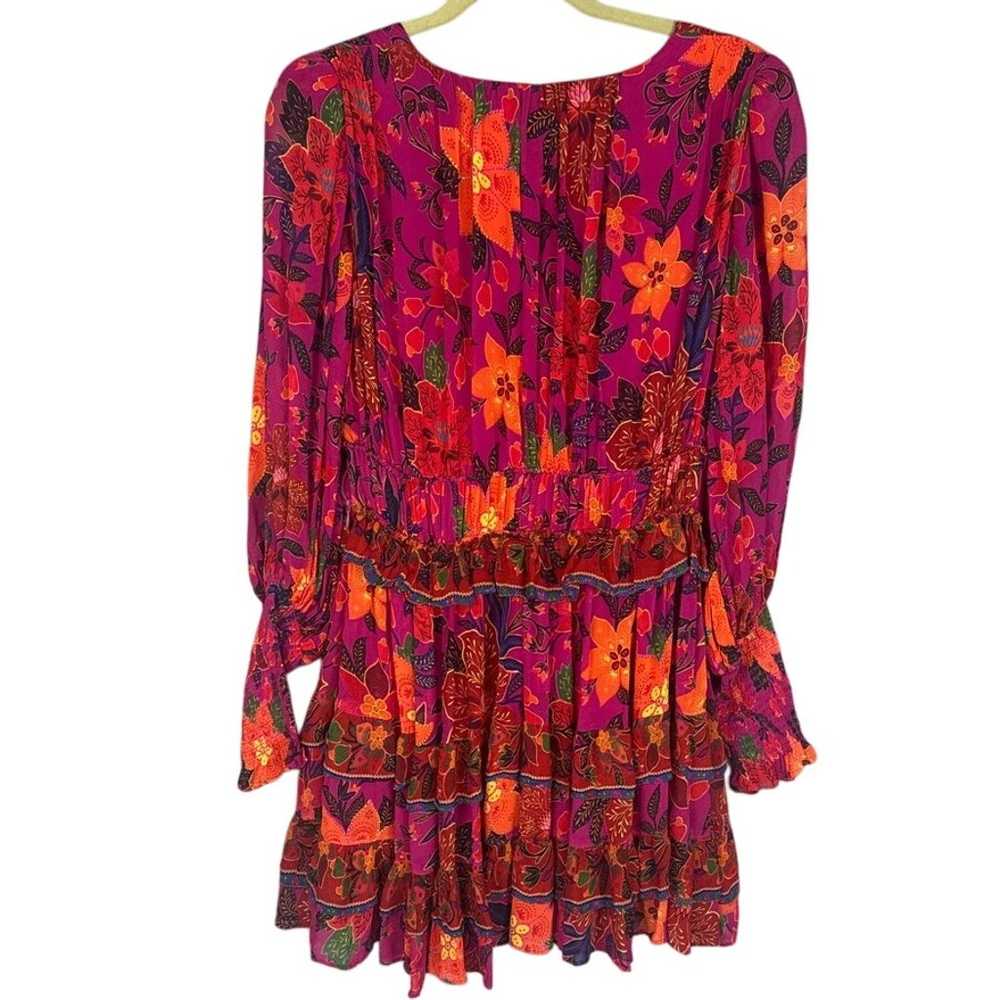 Farm Rio Tropical Tapestry Pink Mini Dress Ruffle… - image 4