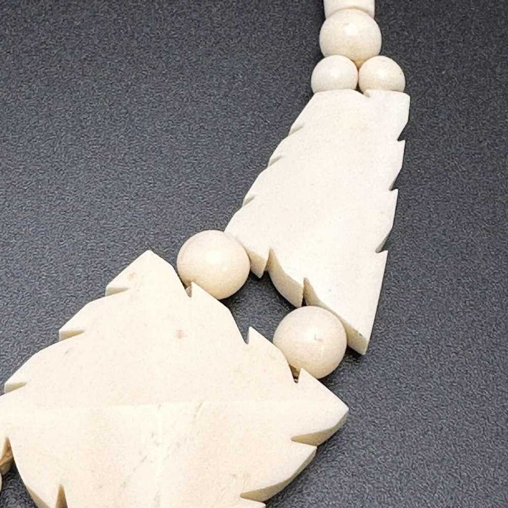 Vintage Tribal Hand Carved Yak Bone Necklace 18" … - image 6