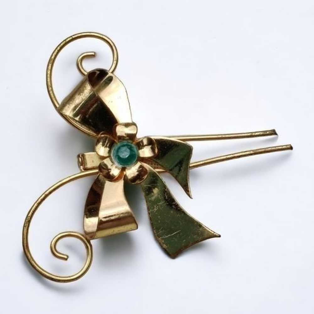 Vintage large art deco teal aste brooch - image 1