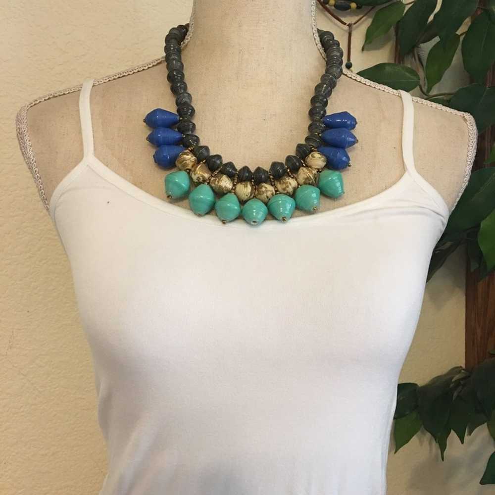 Vintage Teng Yue handmade chunky bead necklace - image 3