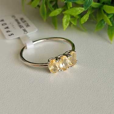 925 Sterling Silver Citrine Triple Oval Ring