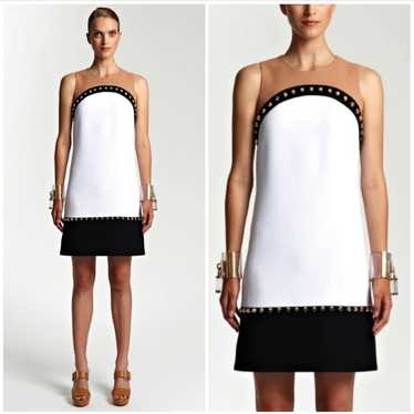 Michael Kors Black White & Tan Gold Stud Dress Si… - image 1