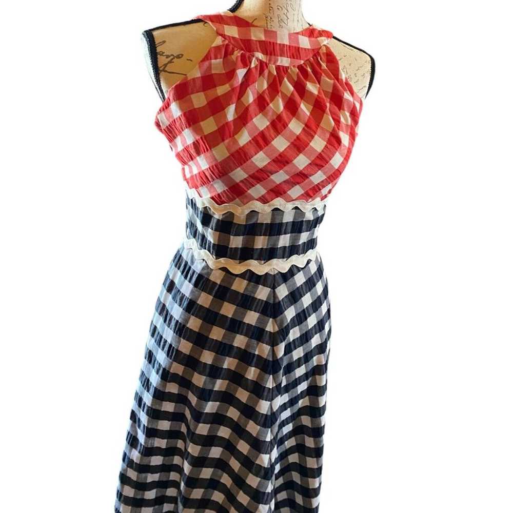 Retro Joan Curtis Vintage Maxi Dress Red Check Ha… - image 2