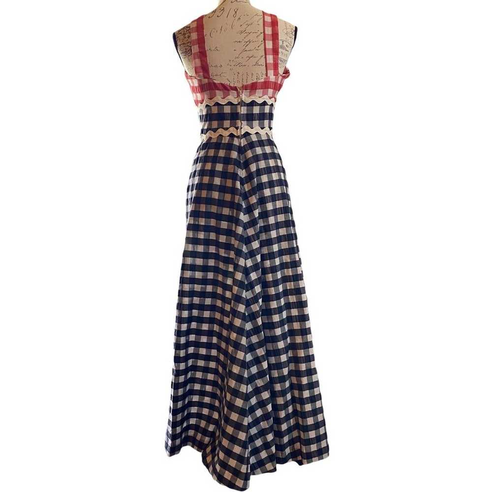 Retro Joan Curtis Vintage Maxi Dress Red Check Ha… - image 9