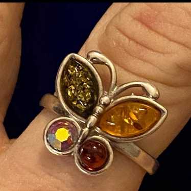 Vintage Sterling Baltic & Honey Amber Gemstone But