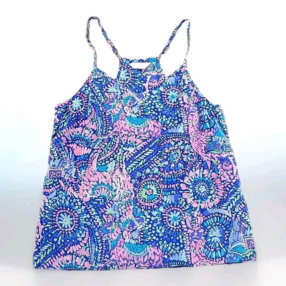 Lilly Pulitzer Silk Racerback Tank Top in Multico… - image 1