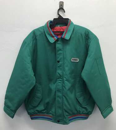 Vintage 80s good Nisseki Racing Team Motorsport Bomber Jacket Green Colour Size Large