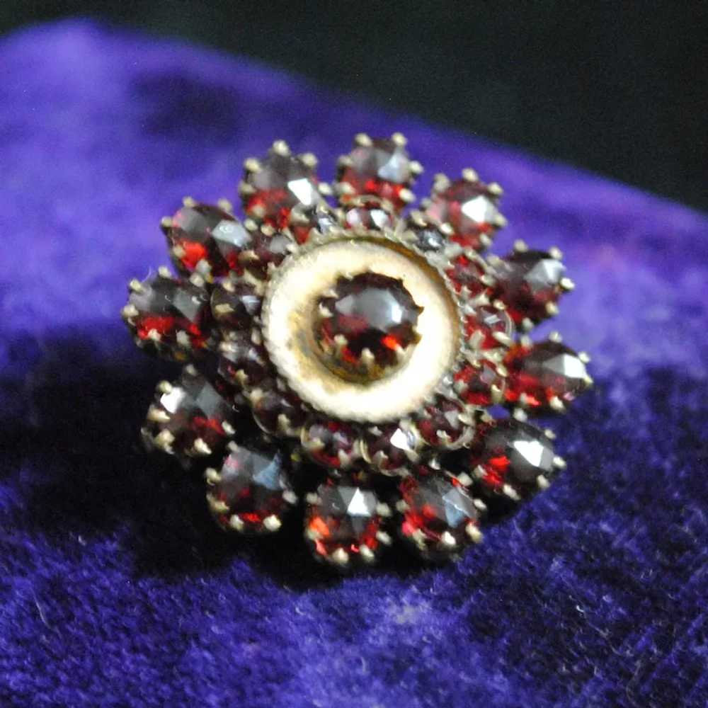 Garnet Glass Cluster Circular Brooch - image 4