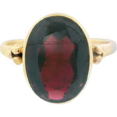 Hand Made 18k Yellow Gold Garnet Ring 1920s  - Fla