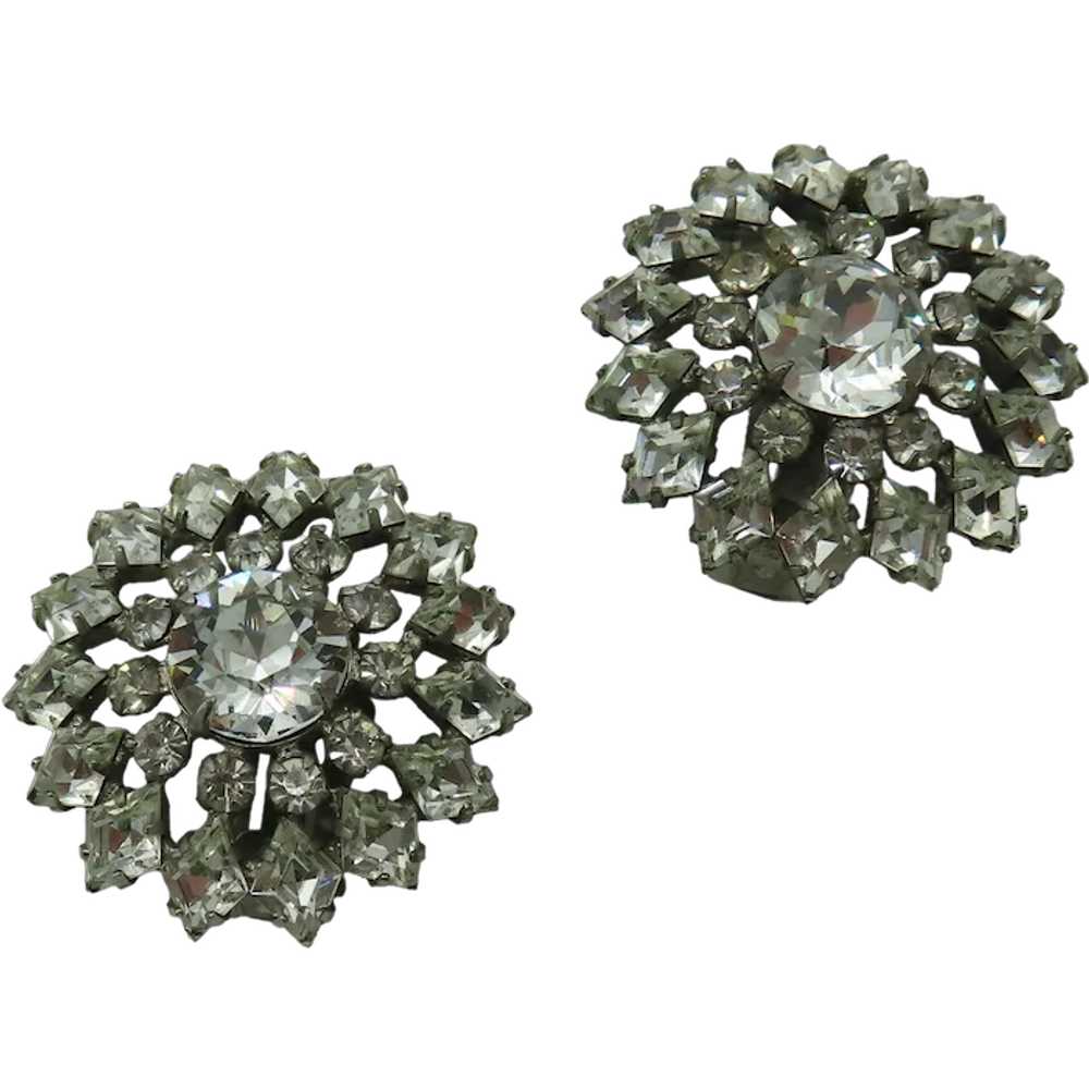 Signed Schreiner Sparkling Earrings Crystals - image 1