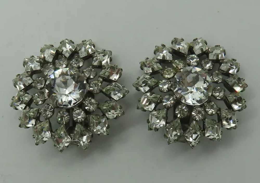 Signed Schreiner Sparkling Earrings Crystals - image 2