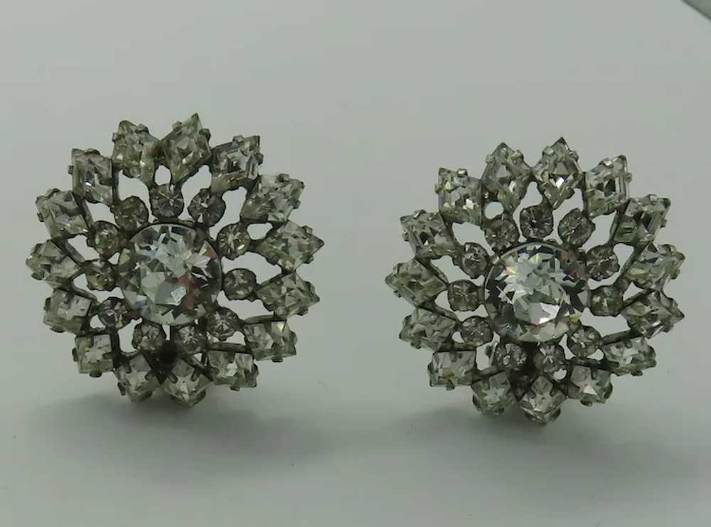 Signed Schreiner Sparkling Earrings Crystals - image 3