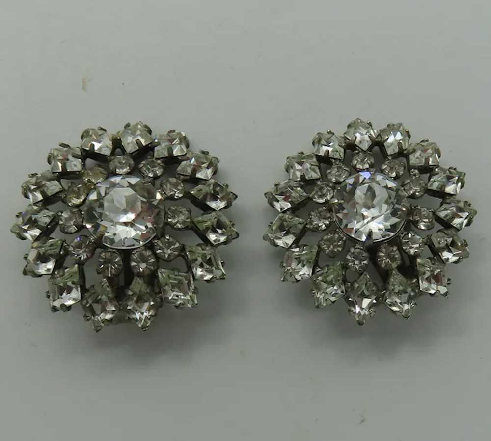 Signed Schreiner Sparkling Earrings Crystals - image 4