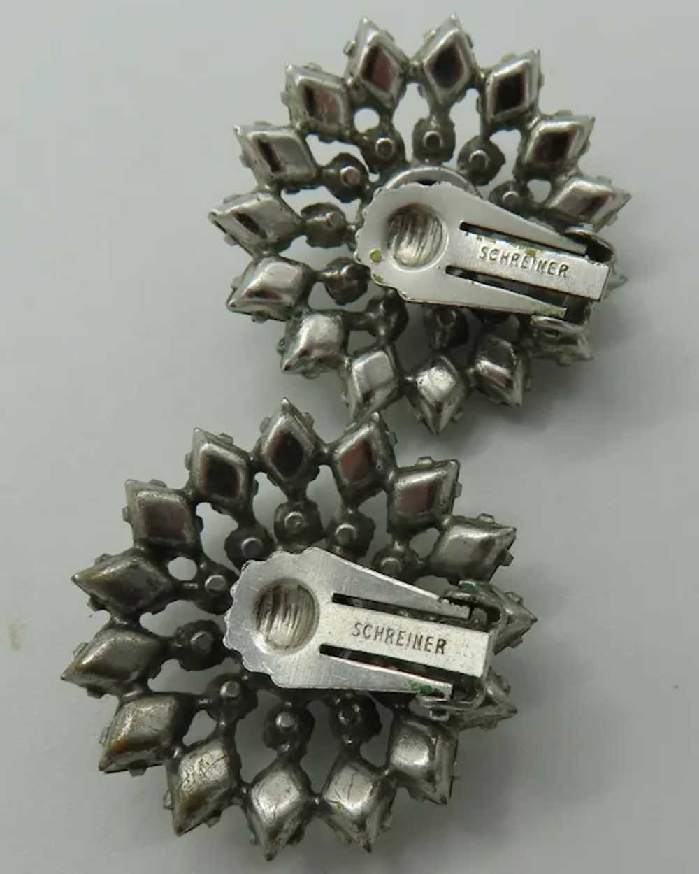 Signed Schreiner Sparkling Earrings Crystals - image 5