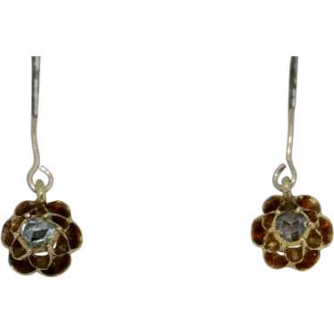 Victorian 14K Rose Cut Diamond Earrings