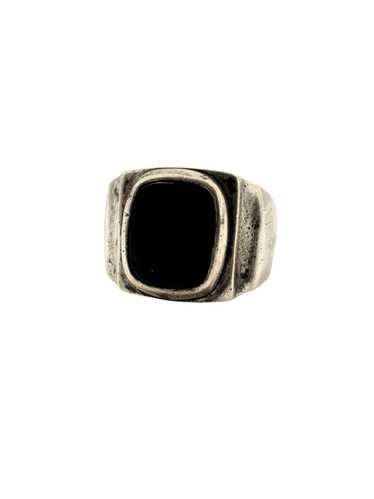 Sterling Silver & Black Onyx Mens Ring 1970s