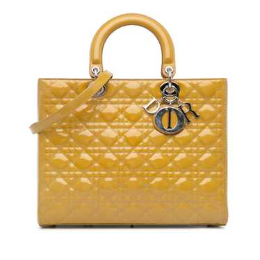 Yellow Dior Large Patent Cannage Lady Dior Satchel