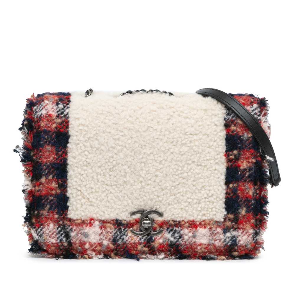 Multi Chanel CC Tweed and Shearling Single Flap C… - image 1