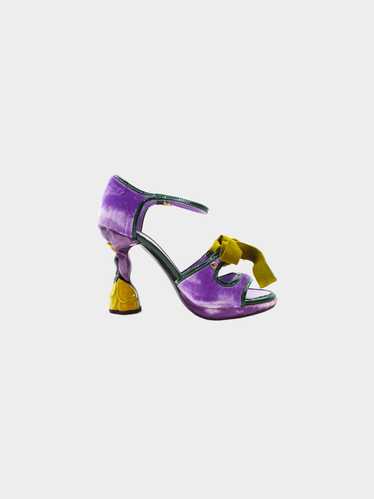 Prada SS 2008 Purple Velvet and Green Patent Flowe