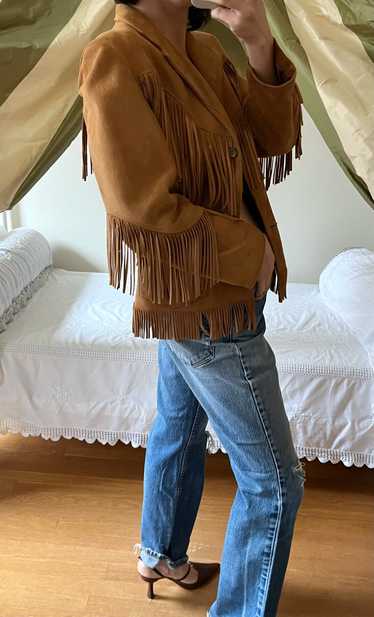 Vintage Fringed Suede Collared Jacket