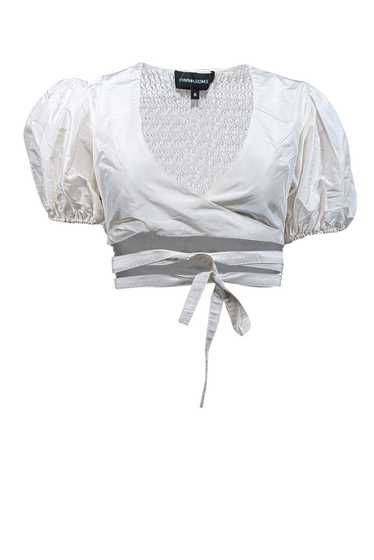 Cynthia Rowley - White Taffeta Smocked Wrap Top Sz